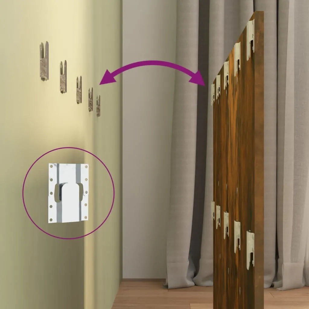 Testiera Letto con Comodini-Testiera con Contenitore in Legno Multistrato Rovere Fumo 734436