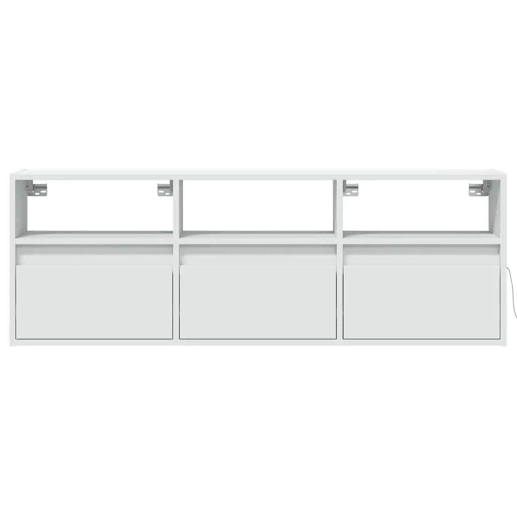 vidaXL Mobile TV a Parete con Luci LED Bianco 130x31x45 cm
