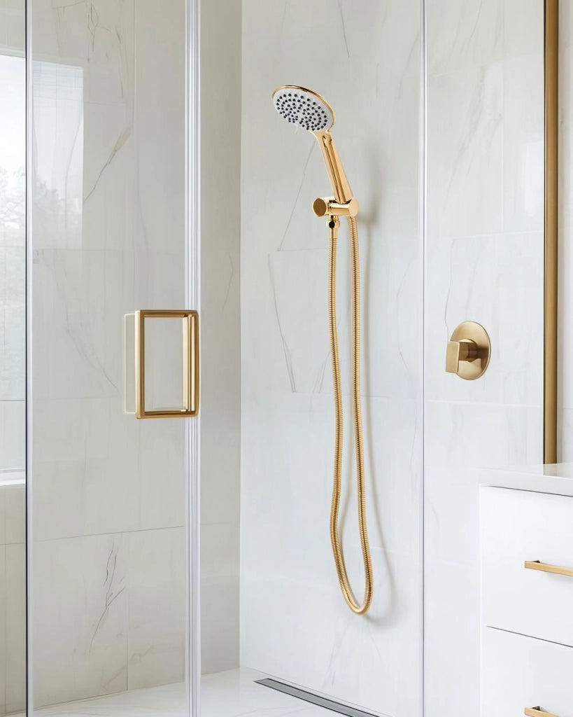 Set doccia classico moderno con tubo 4 modalità di getto Metallo Oro Tarma
