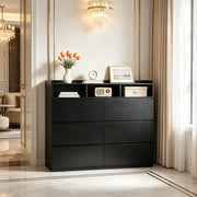 Comò con 6 cassetti e 3 vani aperti 120x40x100 cm in truciolare nero