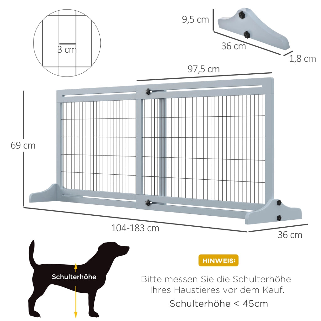 Barriera estensibile a forbice per cani regolabile per passaggi larghi in legno di pino e metallo grigio per interni