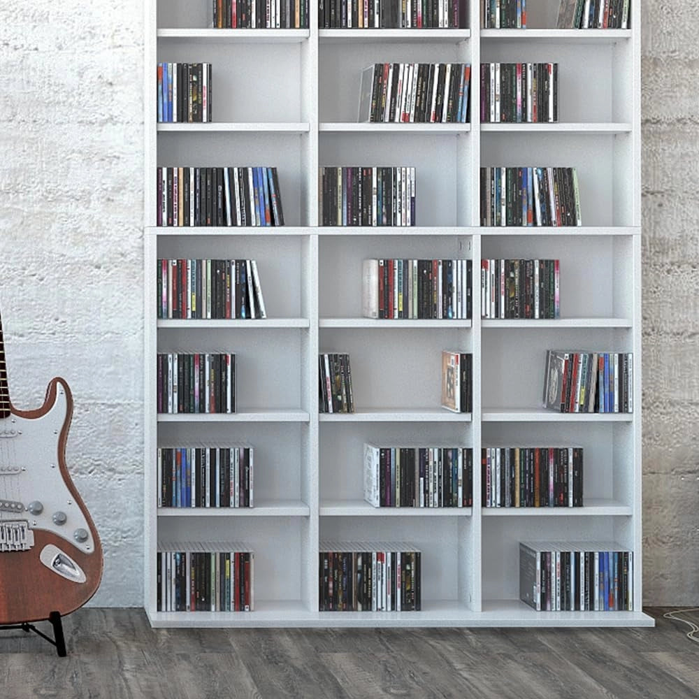 Scaffale porta cd Jukebox, Bianco, 102 x 178 cm