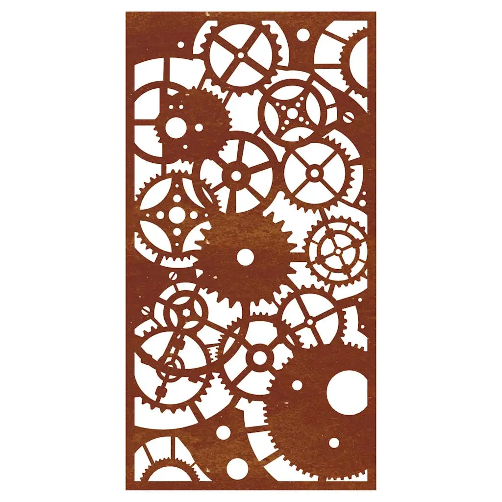Decorazione Muro Giardino 105x55 cm Ingranaggio Acciaio Corten 824492