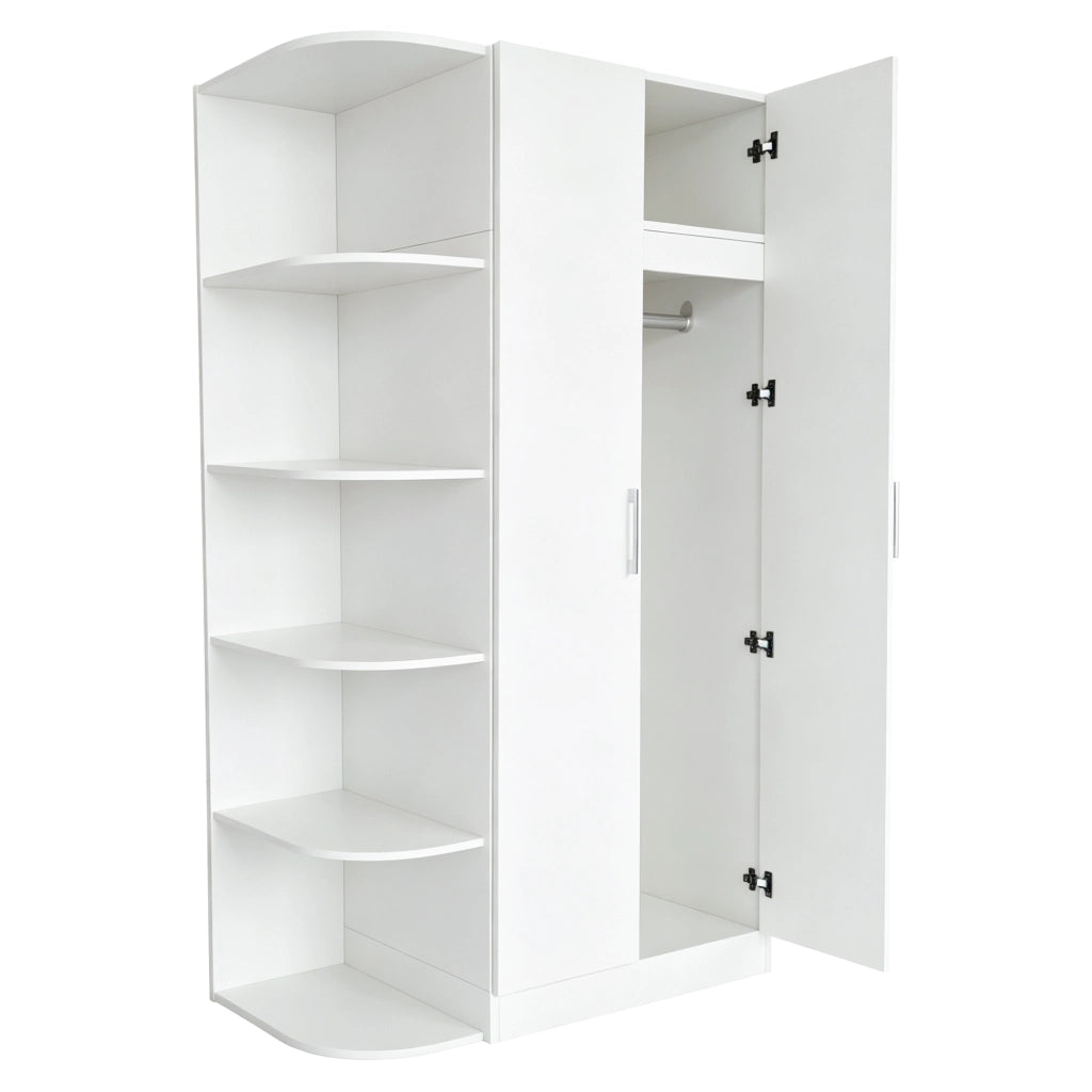 Armadio guardaroba con 2 ante ripiani e cassetti per camera soggiorno o ufficio in MDF bianco 90 × 55 × 170 cm