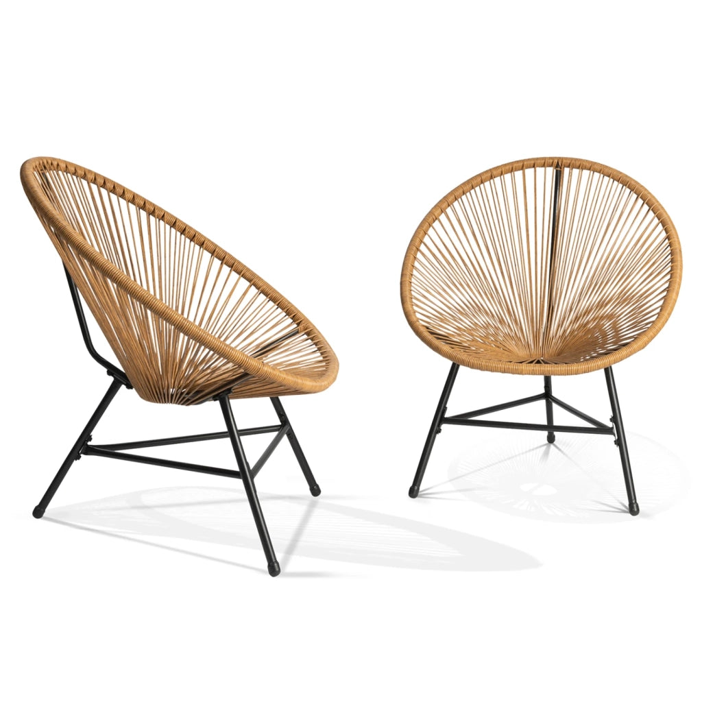 IDMarket - Set di mobili da giardino IZMIR - tavolo e 2 poltrone con corda effetto rattan