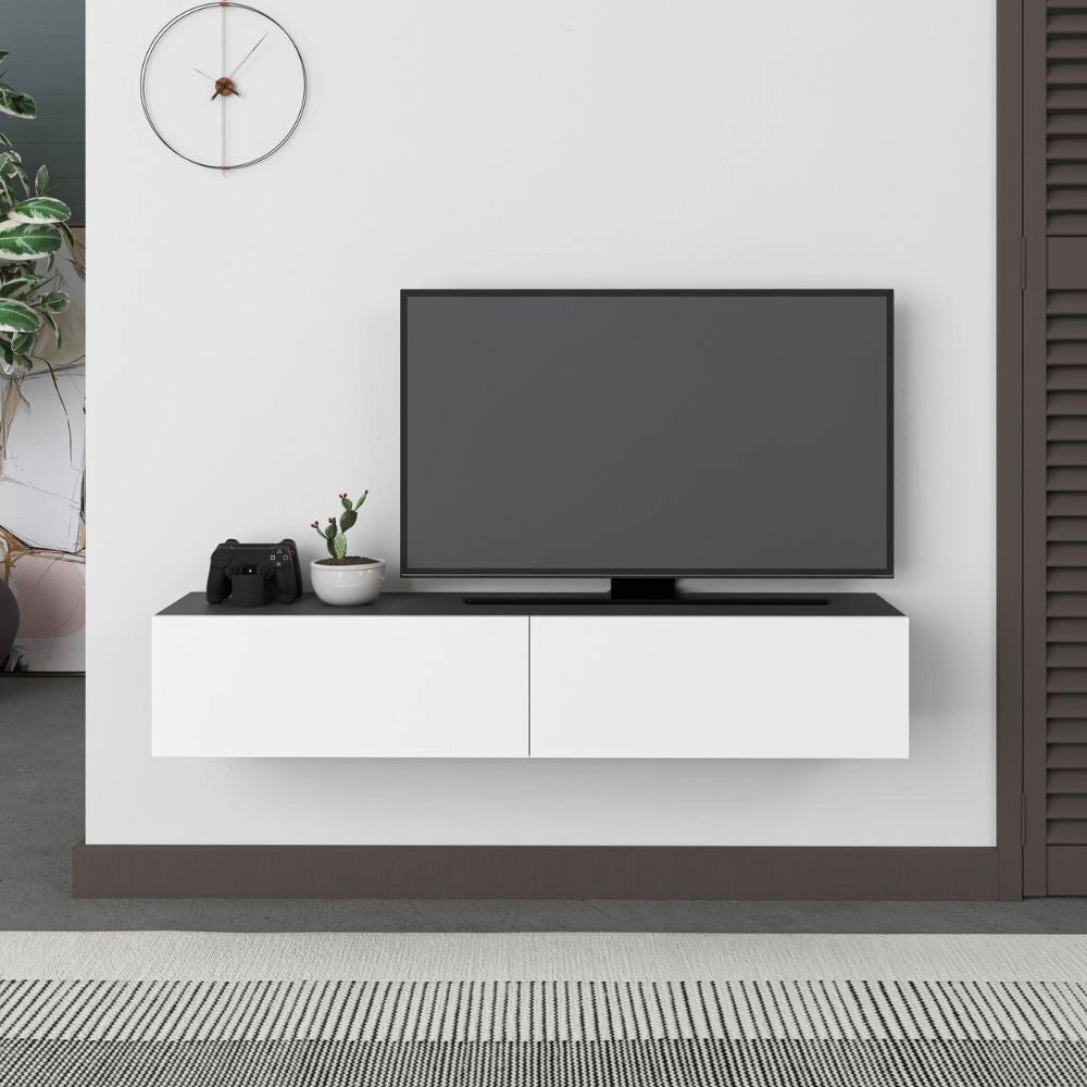 Mobile porta Tv sospeso ante a ribalta Francy colore antracite bianco 135 cm