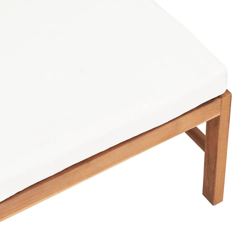 Poggiapiedi con Cuscino Crema in Legno Massello di Teak 316106