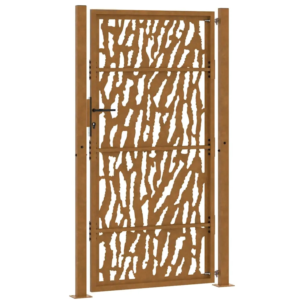 Cancello da giardino 100x175 cm in acciaio corten con design a traccia 4100987