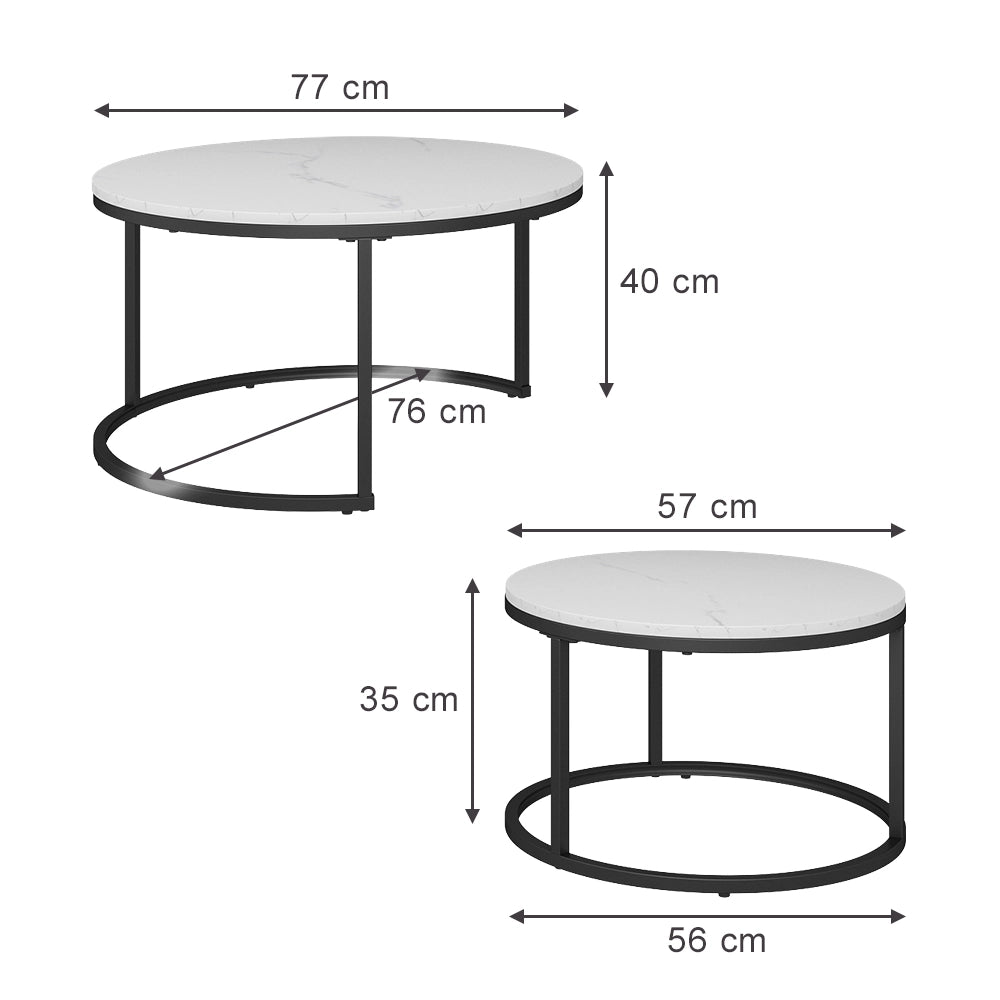 Vicco Tavolino da divano Bianco 77 x 40 cm 2 parti
