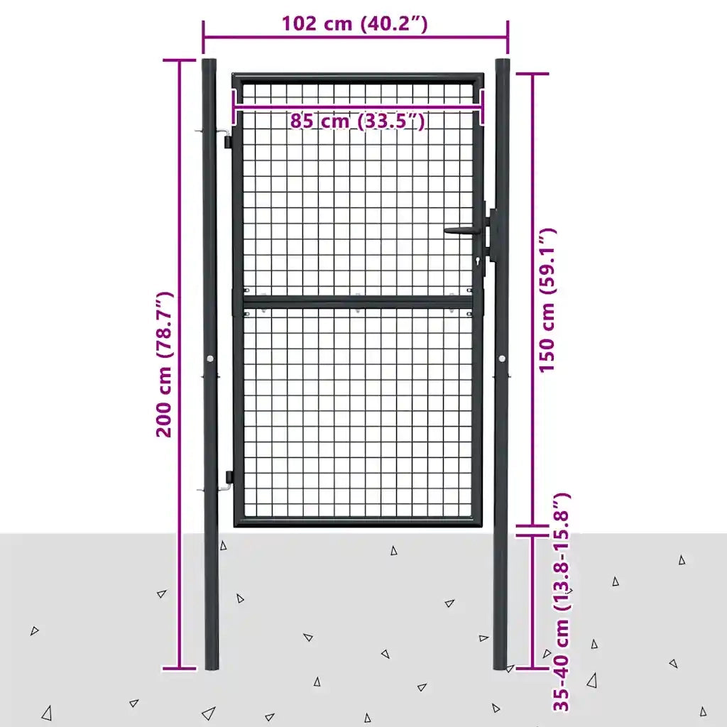 Cancello da Giardino in Rete di Acciaio Zincato 100x150 cm Grigio CFW2849277