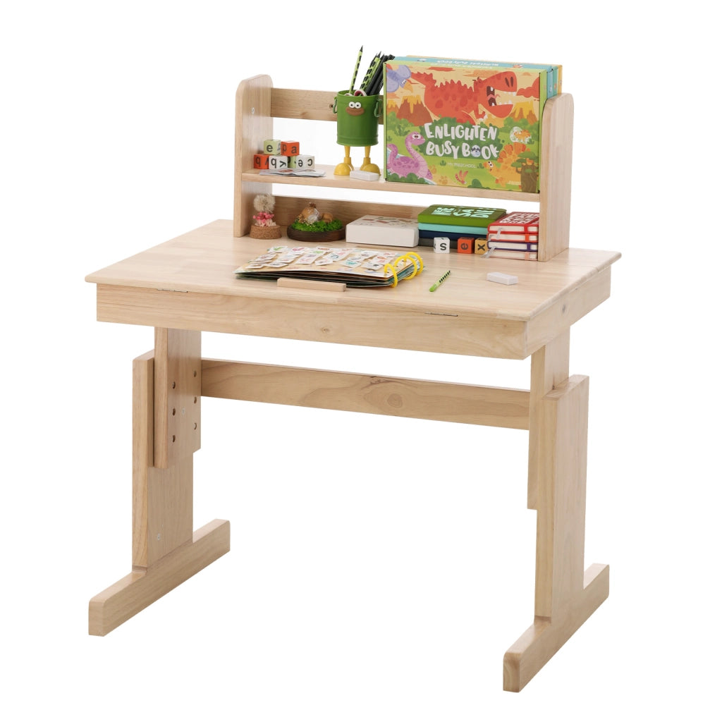 Scrivania regolabile con piano inclinabile e leggio - per bambini - in legno - naturale