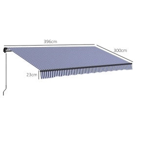 Tenda da sole avvolgibile a parete 396 x 300 cm blu