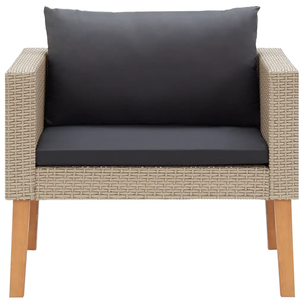 Divano da Giardino Singolo con Cuscini-Sofa da Giardino-Divano da esterno in Polyrattan Beige
