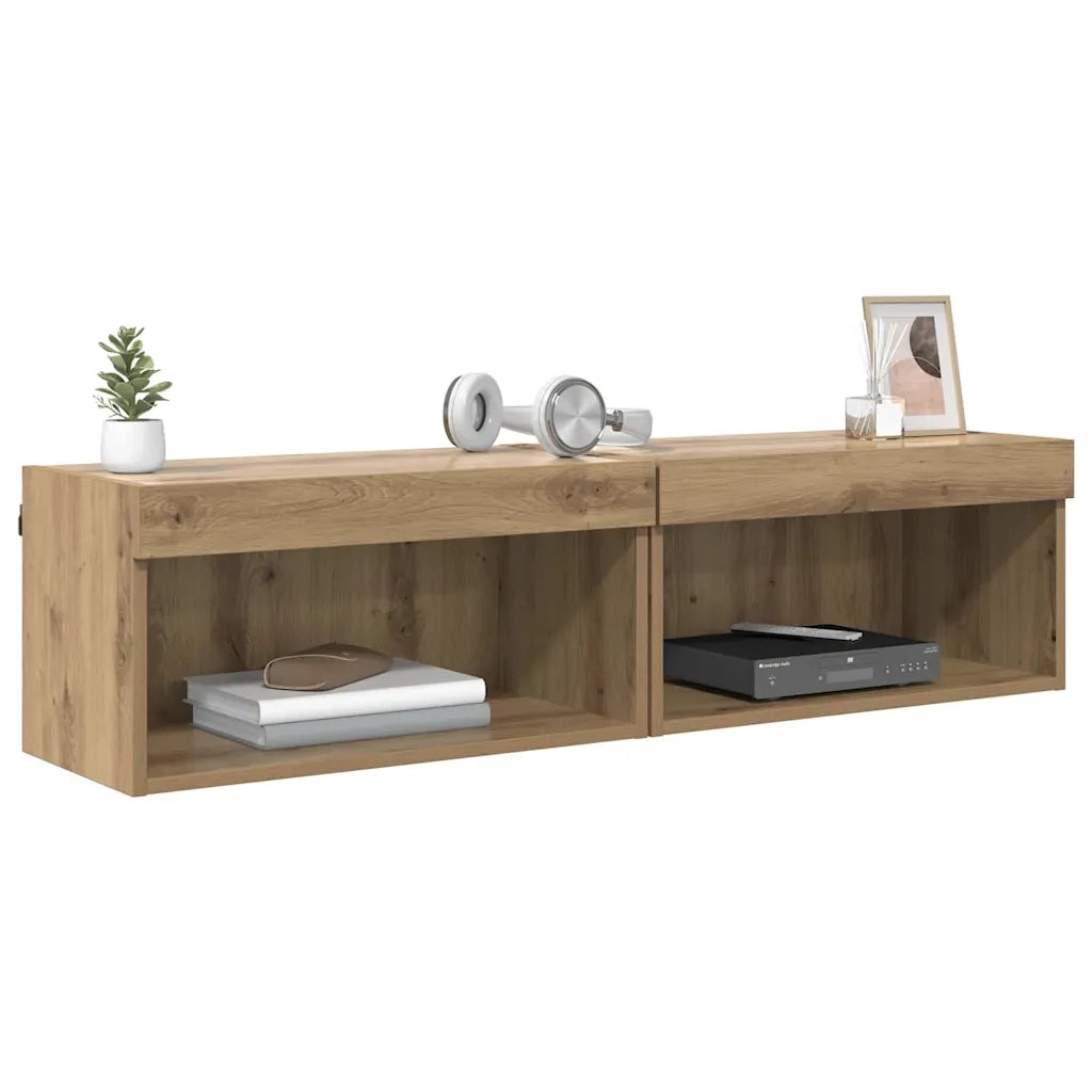 Set mobile TV con LED 2 pcs Rovere artigianale 60 x 30 x 30 cm 882963