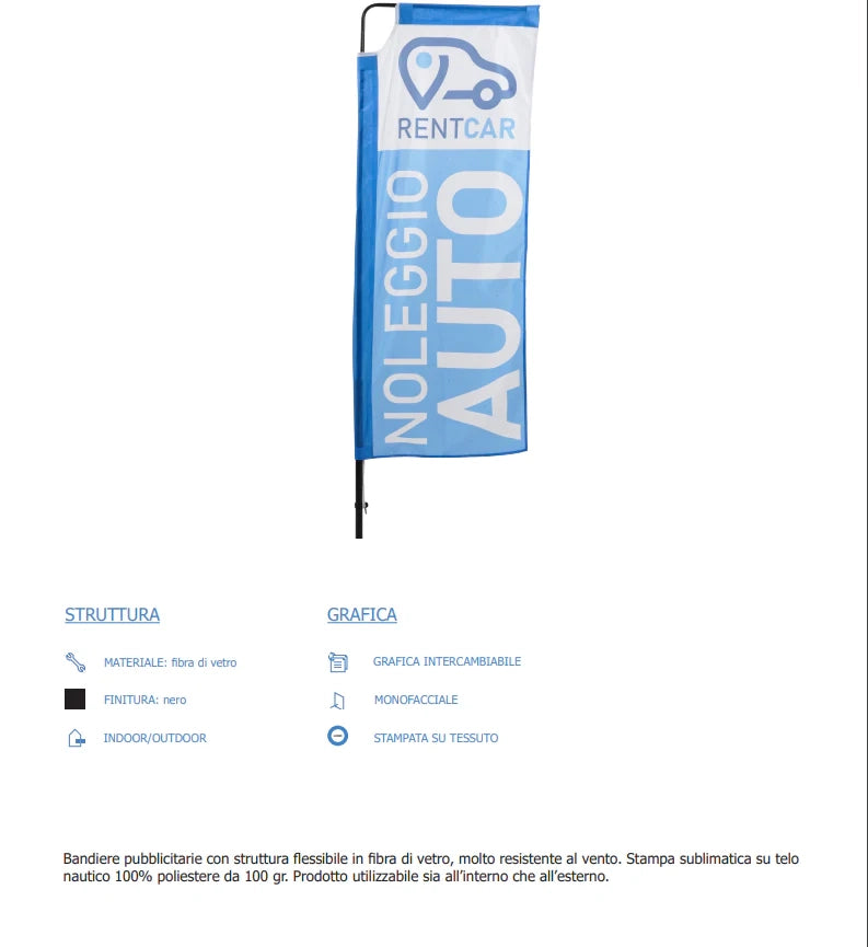 Bandiera RETTANGOLARE con stampa varie misure - 200 cm