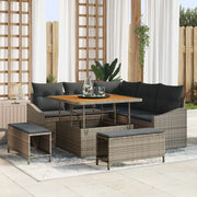 Set Divano da Giardino con cuscino 8 pcs Grigio polyrattan