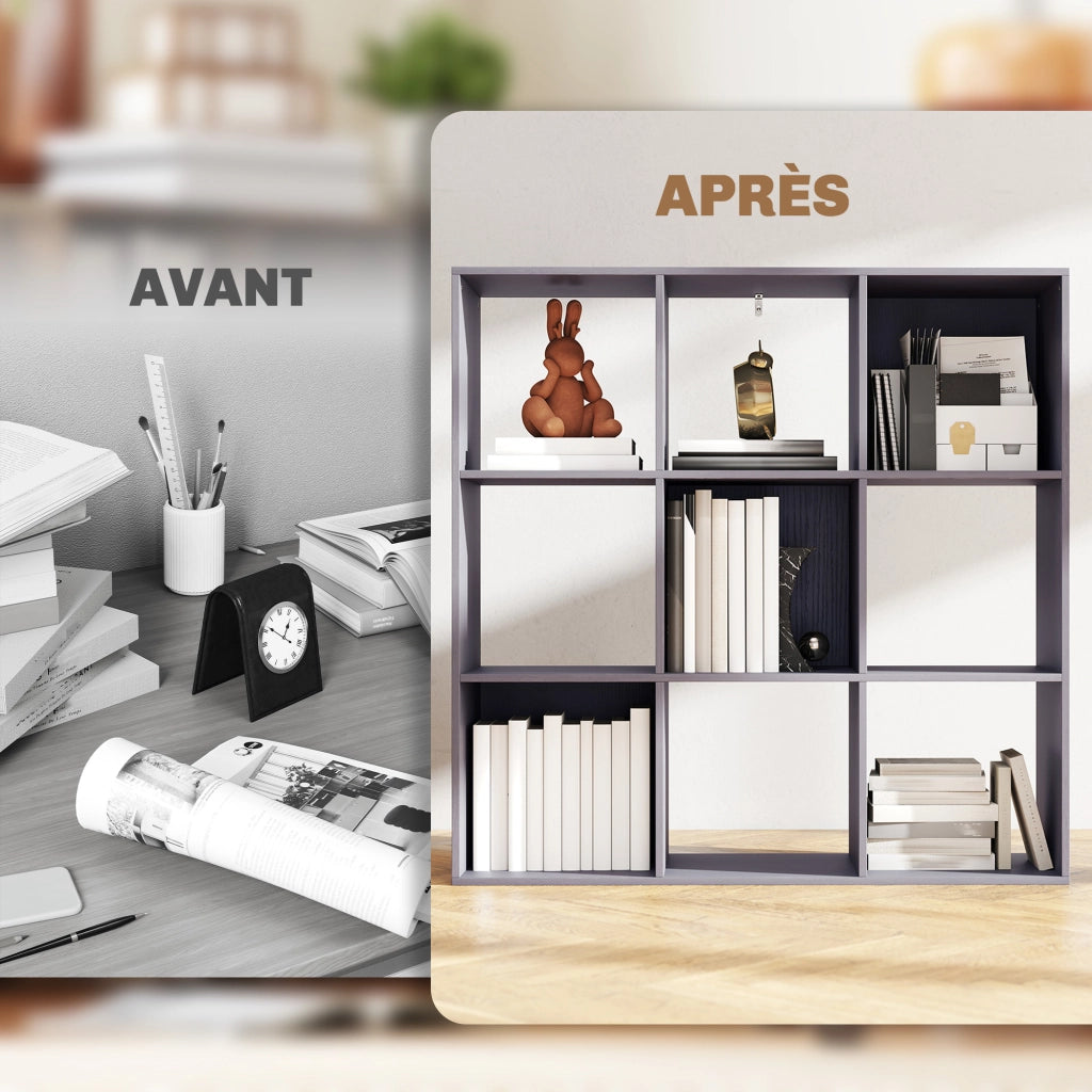 Libreria 9 Scomparti Grigio ¨C Zephmum ¨C 91x29.5x91