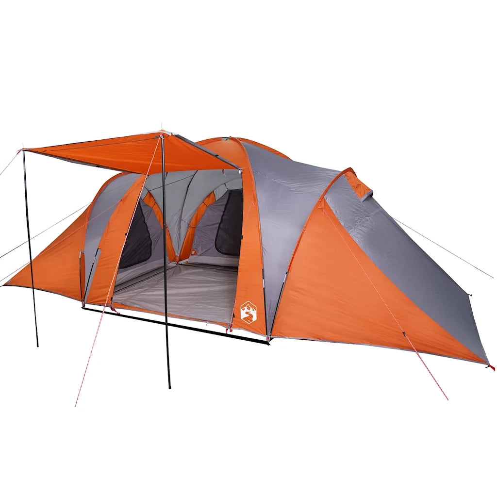 Tenda da Campeggio | Tenda Familiare a Cupola 6 Persone Grigio e Arancione