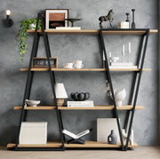 Libreria geometrica 158×35×166 cm in MDF nero e marrone