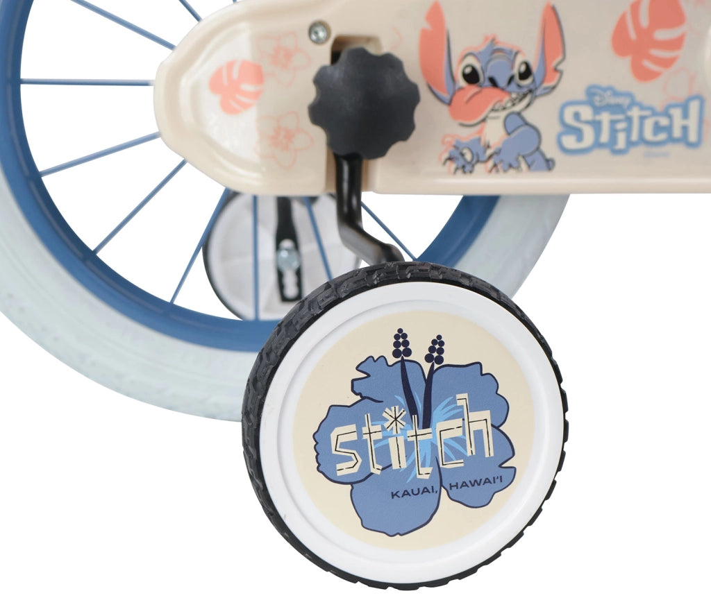 Bicicletta per Bambine 16" Disney Stitch Freni Caliper e Stabilizzatori in Acciaio Hi-Ten Beige