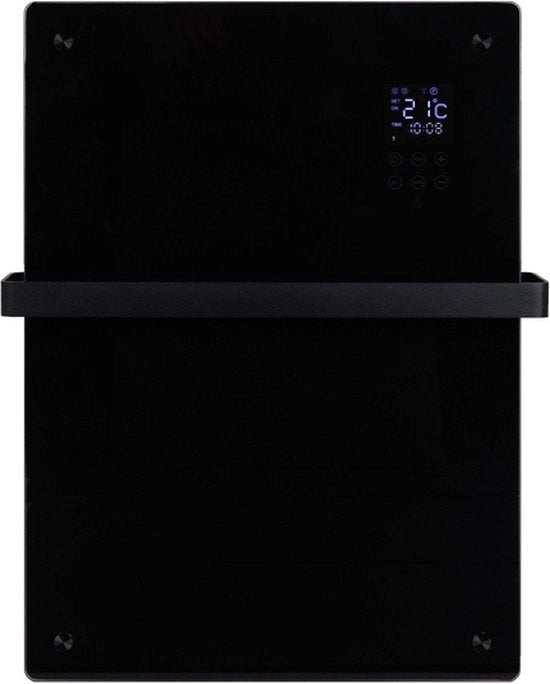 Pannello infrarosso - 67,1x43,8cm - IP24 - 800W - Wi-Fi - maniglia verticale - nero opaco metallo/vetro
