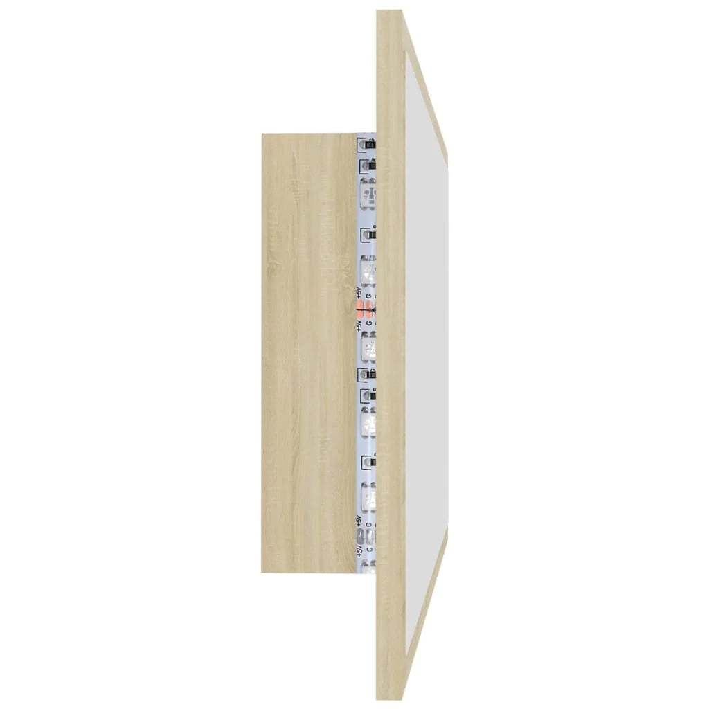 Specchio da bagno a LED 80 x 8,5 x 37 cm acrilico rovere 02_0006963