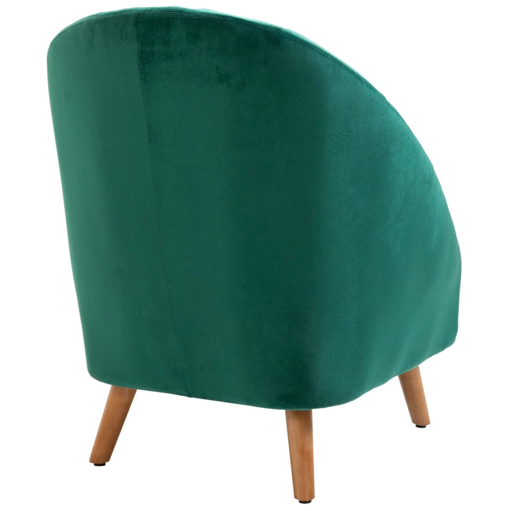 Poltrona in Velluto con Gambe in Legno  Verde