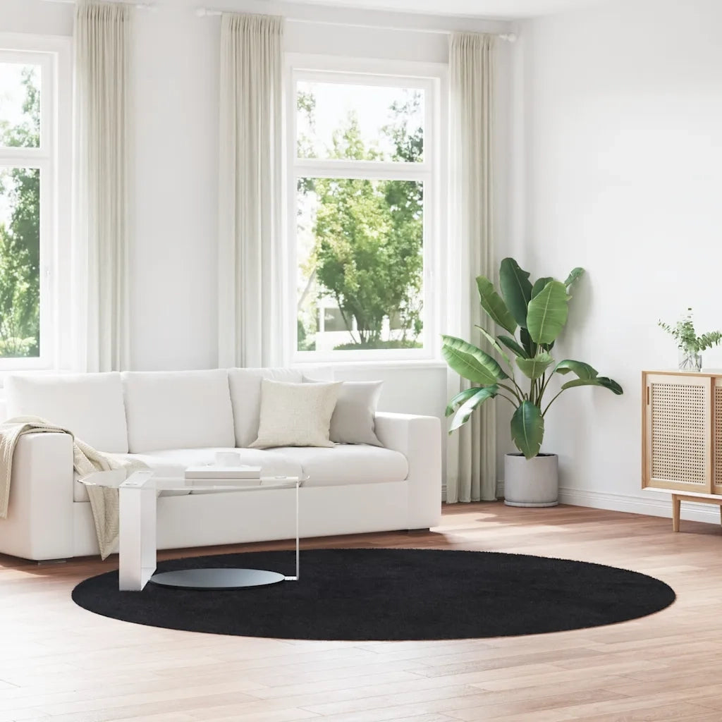 Tappeto del soggiorno | Tappeto Shaggy a Pelo Lungo NAVARRA Nero 240x240 cm poliestere