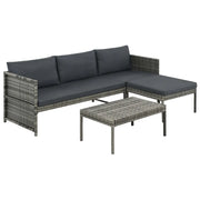 Set Divani da Giardino 3 pz con Cuscini in Polyrattan Grigio cod mxl 42103