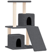 Tiragraffi per gatti mobile torre arrampicata giocattolo tiragraffi piattaforma da arrampicata con tiragraffi in sisal scuro 82 cm grigio 02_0022704