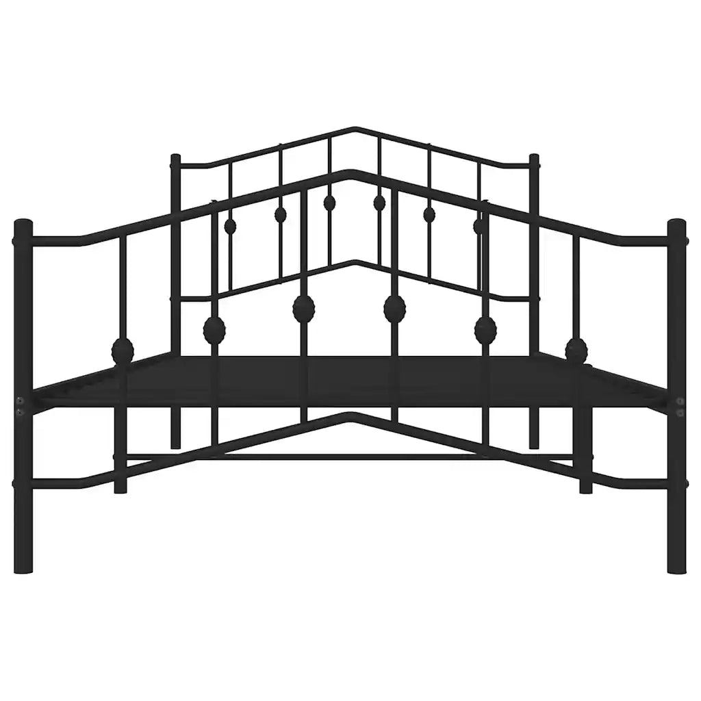 Giroletto con Testiera e Pediera Metallo Nero 100x200 cm 373802