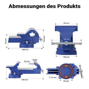 Morsa da banco Light Duty 100mm con incudine e ganascia di serraggio per sollecitazioni leggere