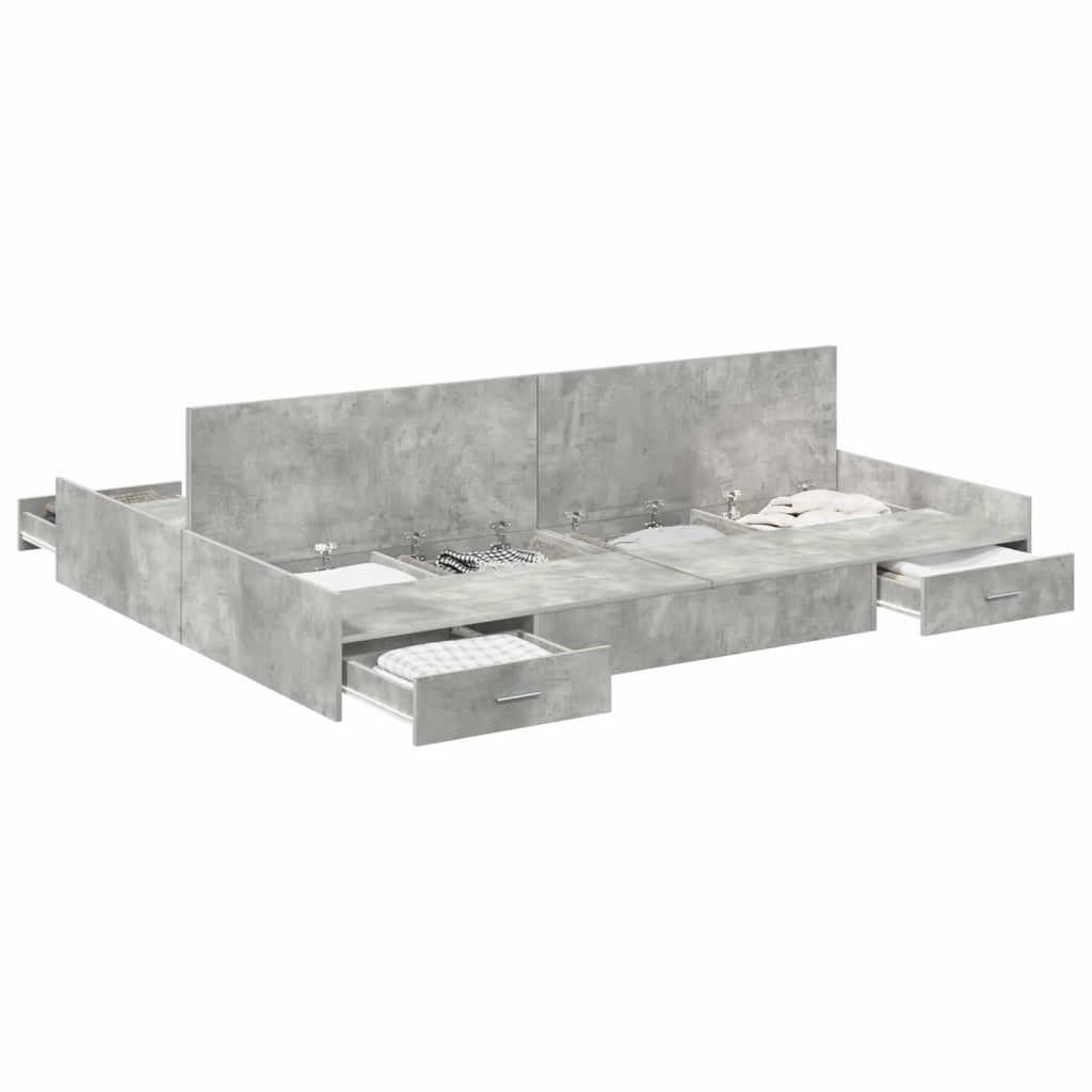 Struttura letto con contenitore-Giroletto con contenitore Grigio cemento 150 x 200 cm
