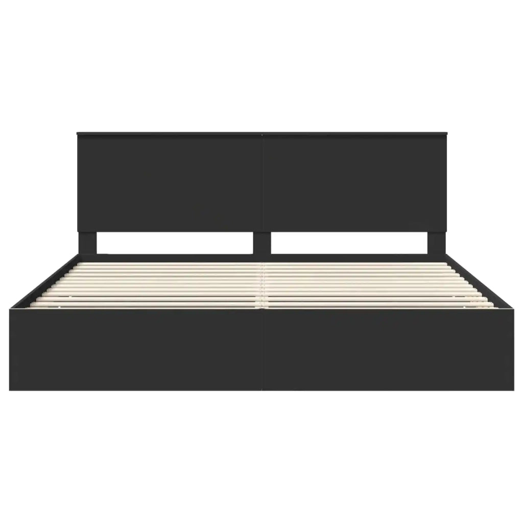Struttura del letto-Giroletto Nero 200 x 200 cm Legno Ingegnerizzato 956741