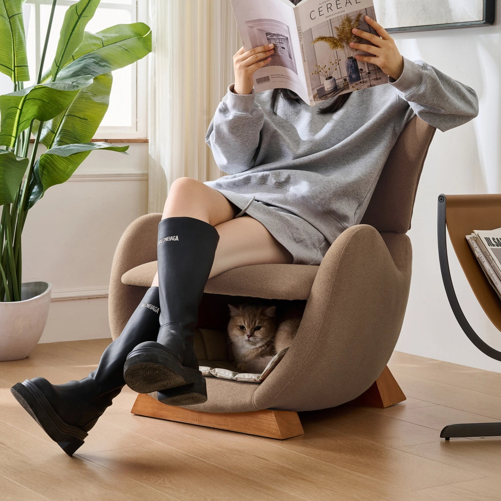 Poltrona lounge design con cuccia per animali; 66x69x76 cm; marrone