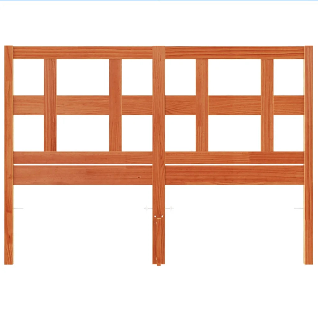 Testiera Marrone Cera 135 cm in Legno Massello di Pino 844353
