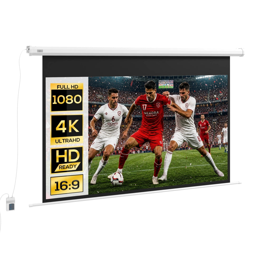 Telo per Proiettore 120" 16:9 Motorizzato con Telecomando, Fissaggio a Muro e Soffitto, Bianco
