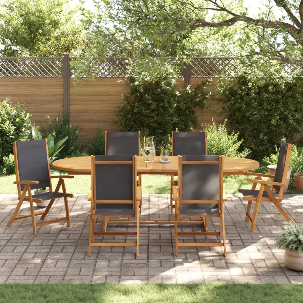 Set Pranzo da Giardino 7pz Legno Massello di Acacia e Textilene 3279262