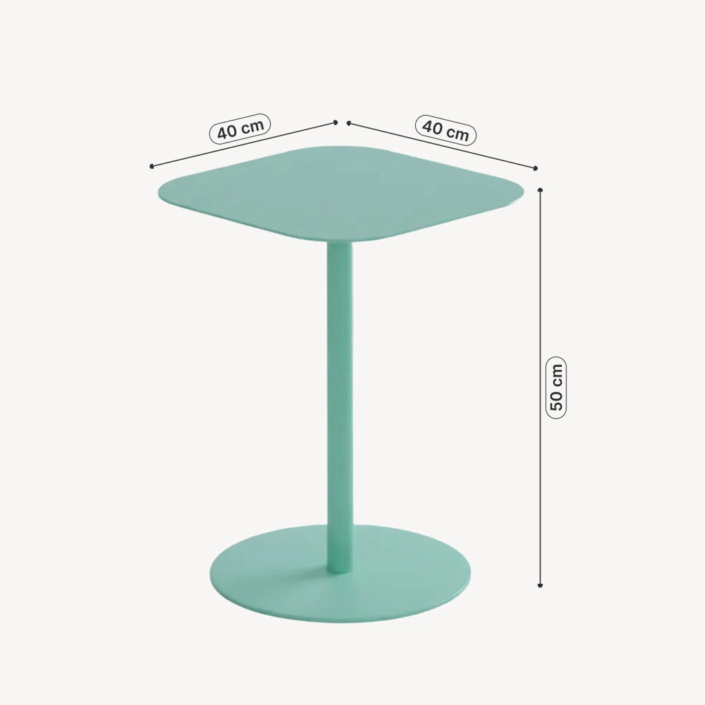 Tavolino Laterale da Divano Nastätten Metallo Piano Quadrato - Menta Verde [en.casa]