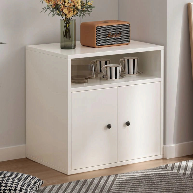 Libreria a colonna bianca con 2 ante, cassettiera, mobile, stile loft scandinavo moderno ed elegante