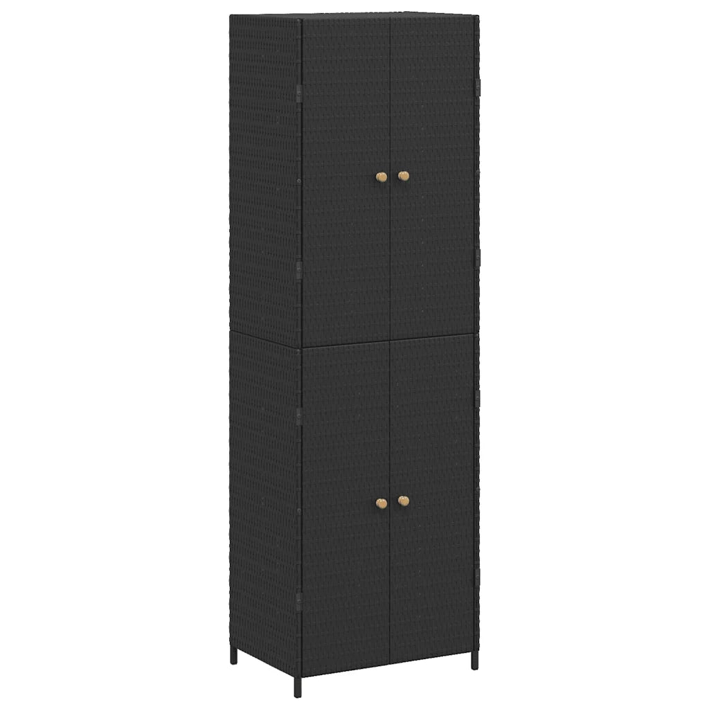 Armadietto Portaoggetti da Giardino Nero 59x40x180cm Polyrattan 319872