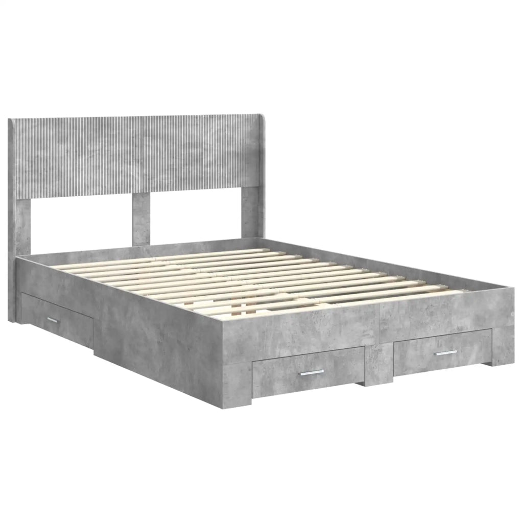 Struttura del letto con stoccaggio e testata Grigio Cemento 3414486