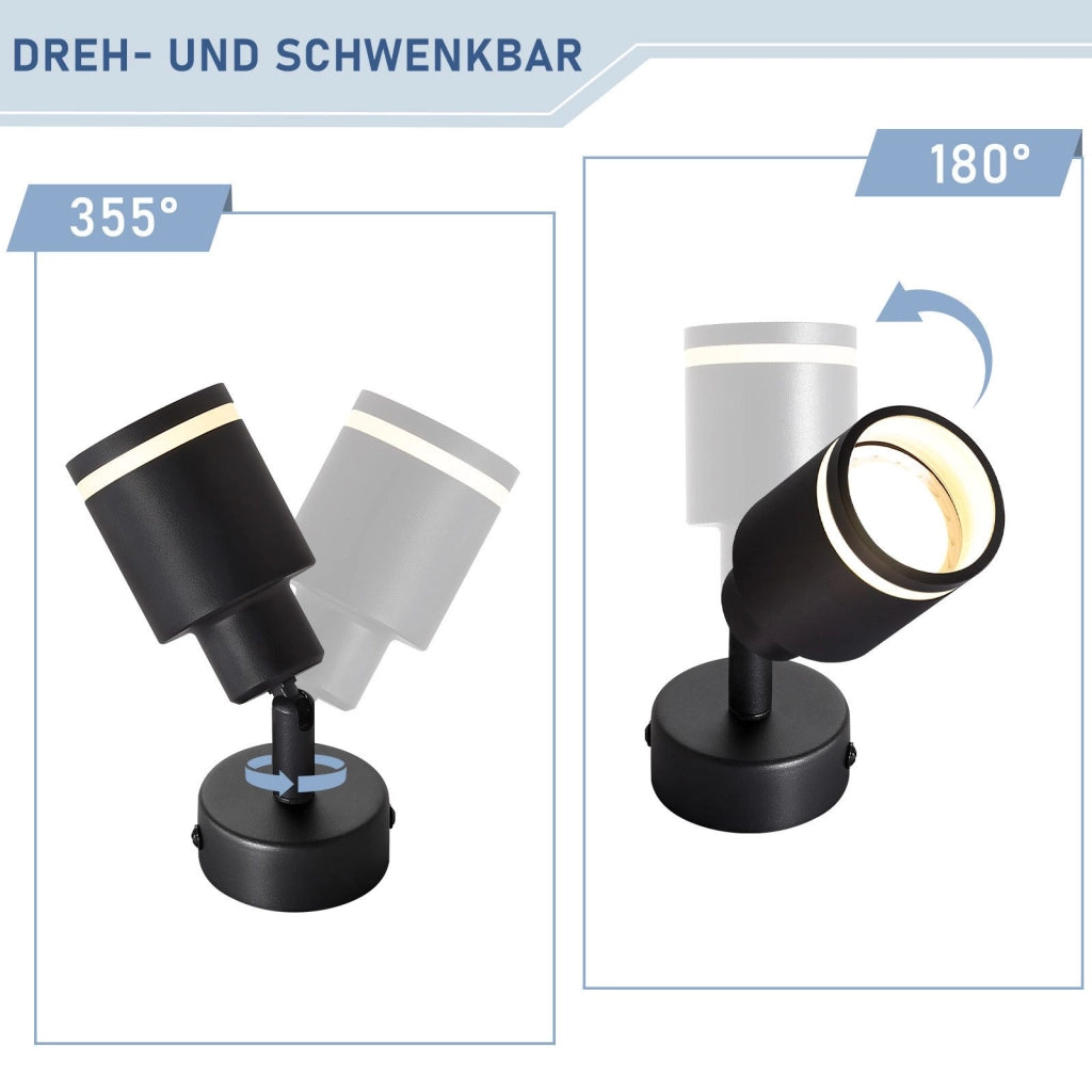 ZMH Faretto da soffitto moderno plafoniera nera 1 lampadina orientabile in metallo GU10