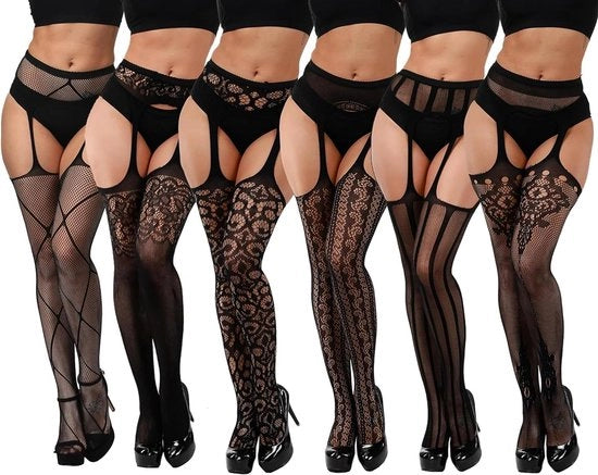 Corsetto Plus - 6 Pacchi - Calze a Alta Caviglia - Nero - Lingerie da Donna.