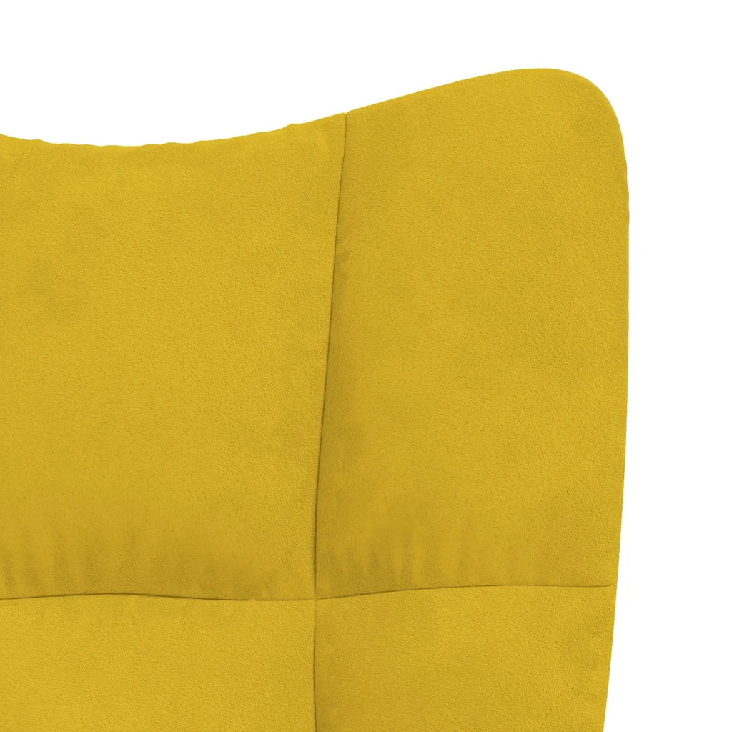 Poltrona a Dondolo con Poggiapiedi Giallo Senape in Velluto 328157