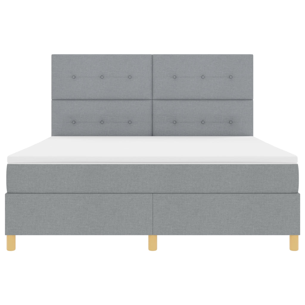 Letto con Rete a Molle e Materasso Grigio Chiaro Super King in Tessuto