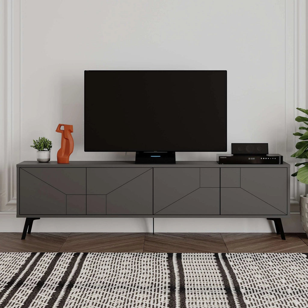 Porta TV in legno "Dune" - 180 x 29 x 50 cm - Grigio antracite
