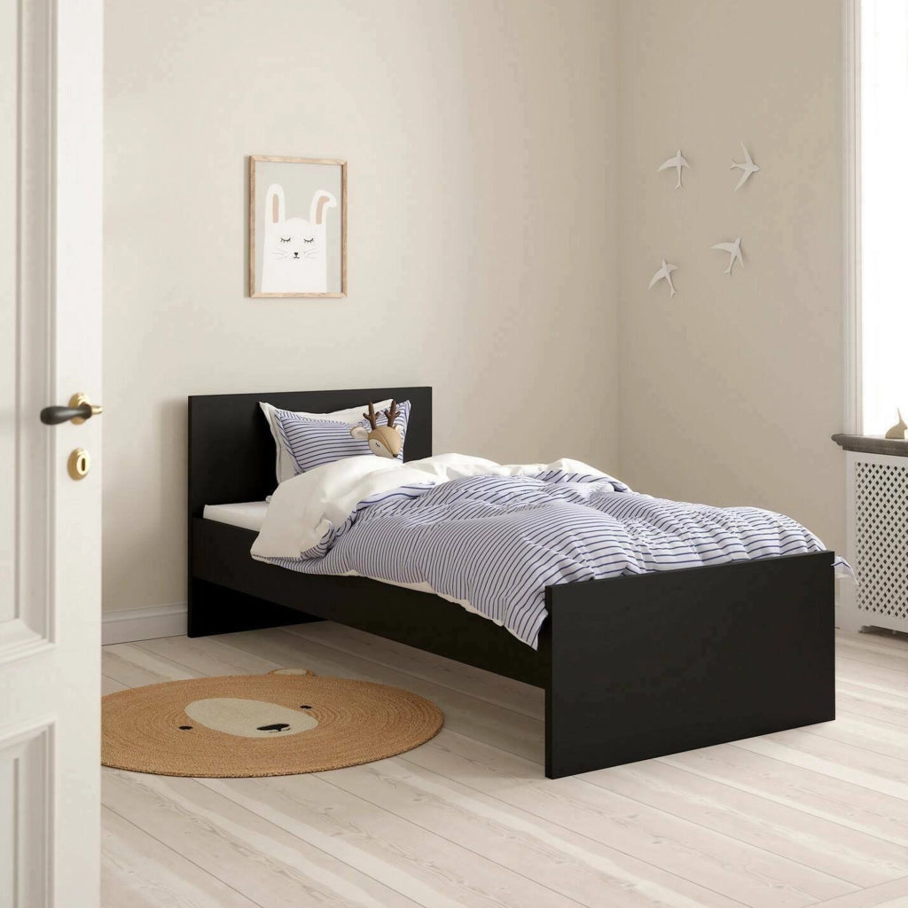 Letto singolo Assar, Sommier per camera da letto, Giroletto per stanza, Struttura porta materasso, 197x96 h80 cm, Nero