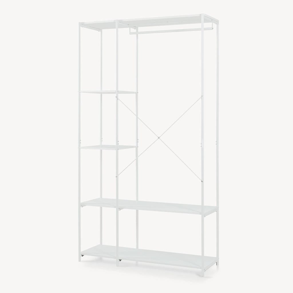 Guardaroba Aperto Verdfjorg con Vano Appendiabiti e 5 Scomparti 200 x 110 x 40 cm - Bianco [en.casa]