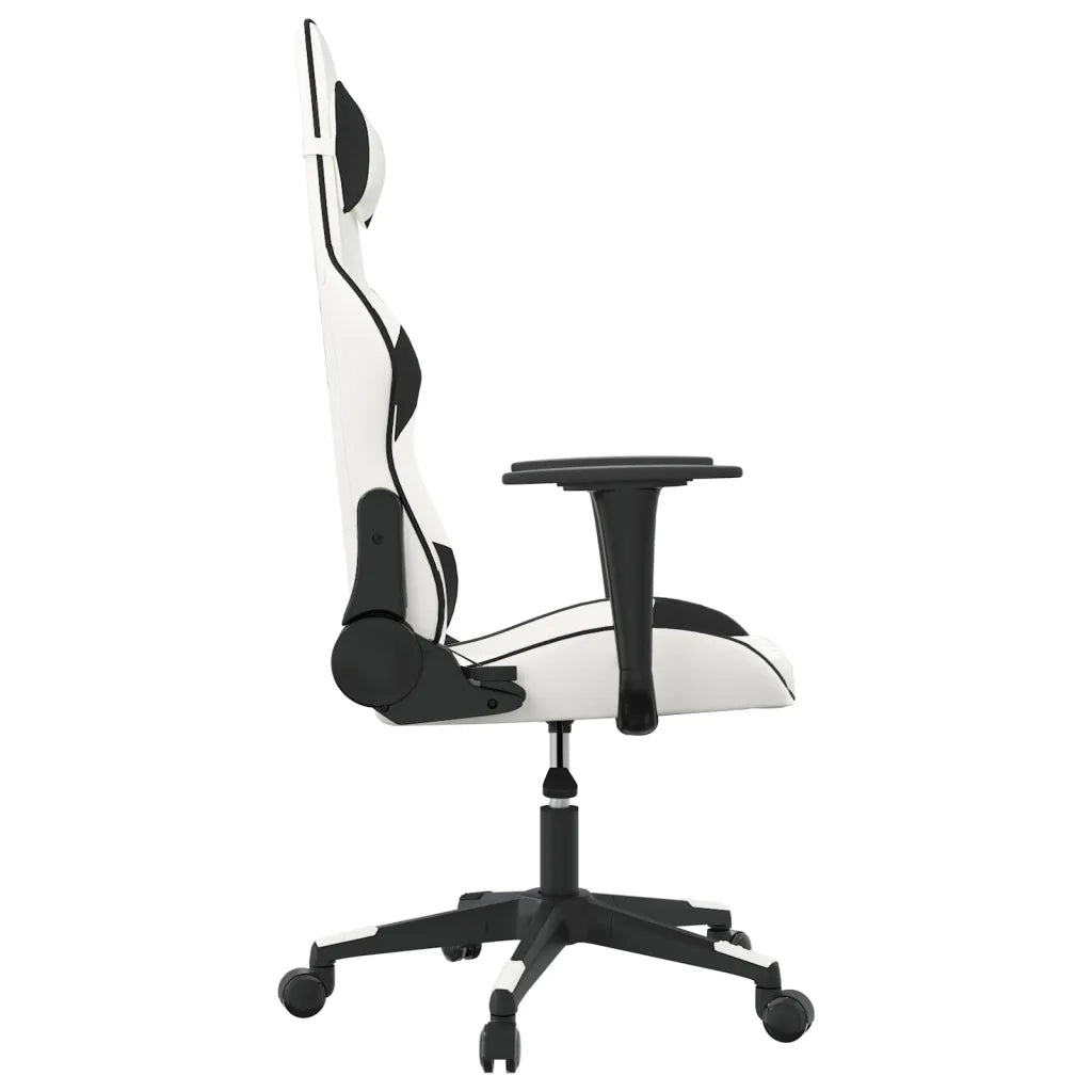 Sedia da Gaming Massaggiante Bianco e Nero in Similpelle 345520
